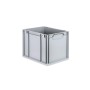 Graue PROREGAL Eurobox 30L mit Scharnierdeckel und Griffen, ideal zur Aufbewahrung.