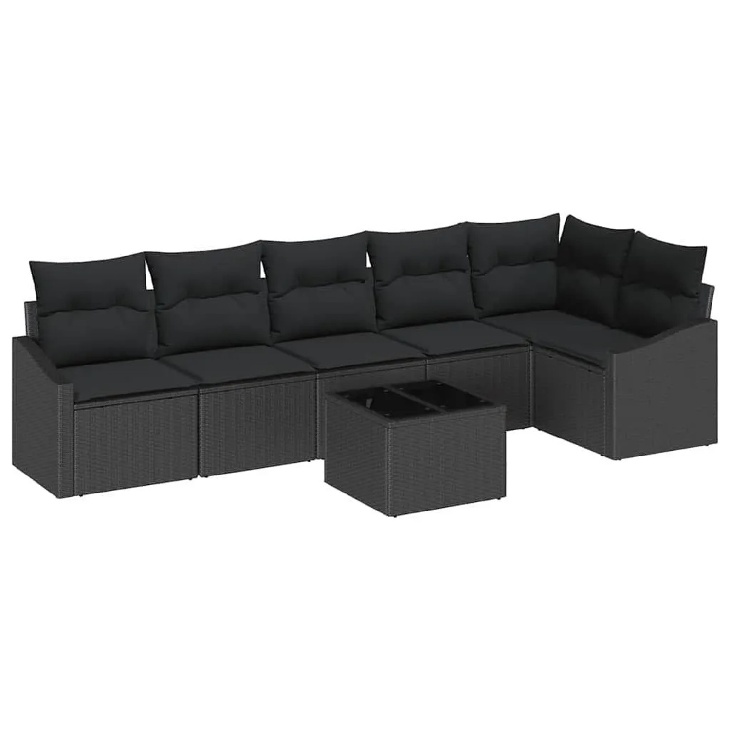 vidaXL Sofa Set mit Kissen mit Speicher 7-Tlg Schwarz Poly-Rattan 3355422 günstig online kaufen