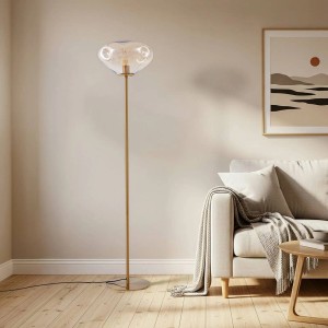 Lindby Stehlampe Lelia 10035741 Design Modern in Creme aus Glas 1-flammig E27 Wohnzimmerleuchte