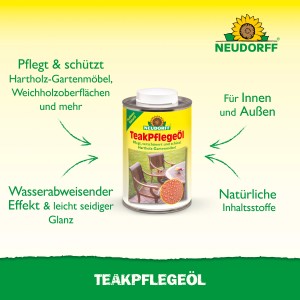 Neudorff TeakPflegeÖl 500ml für Holzpflege & Schutz von Gartenmöbeln.