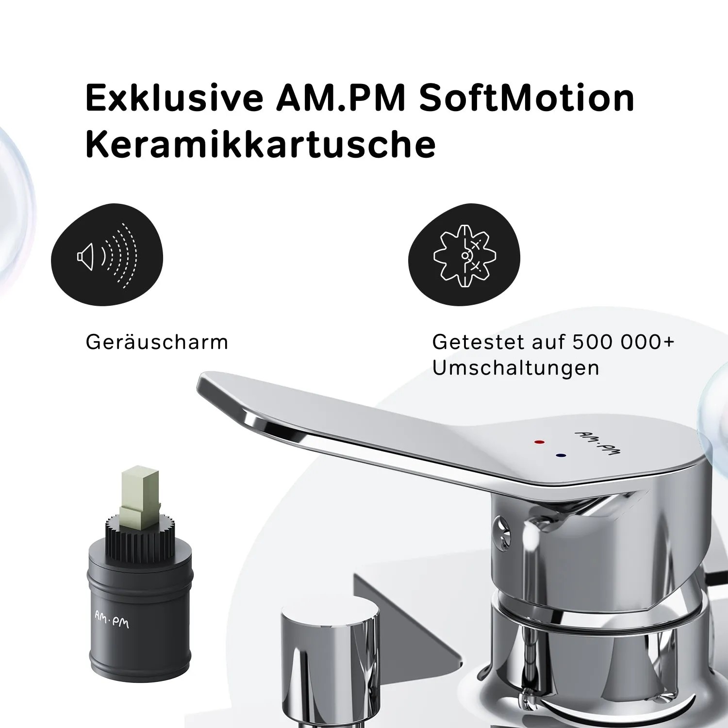 AM.PM Wannenarmatur X-Joy Chrom Aufputz mit SoftMotion Kartusche und Wassersparfunktion.