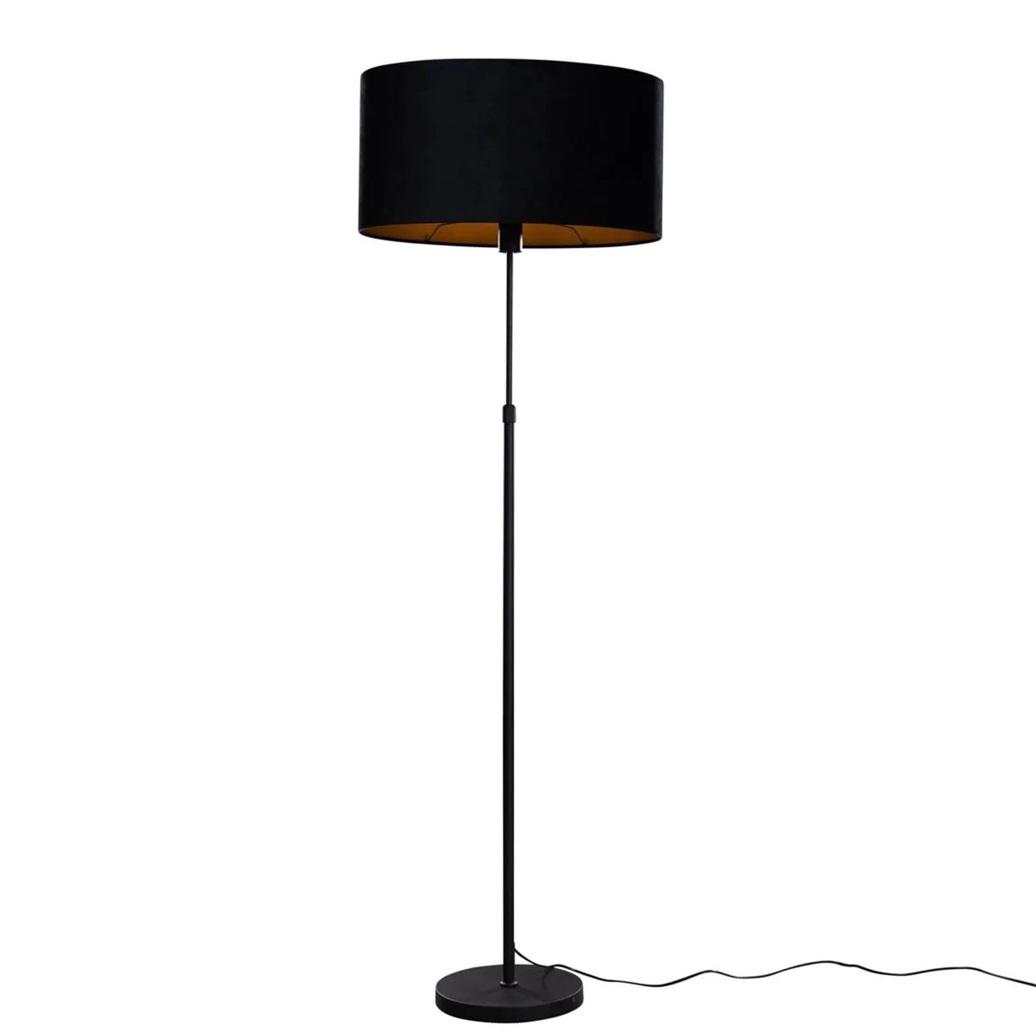 QAZQA Stehleuchte Schwarz mit Ovalem Samtschirm 50cm Parte