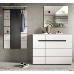 Inn.Furn Garderoben-Set 3-teilig in Weiß und Grau 215 cm Cooper