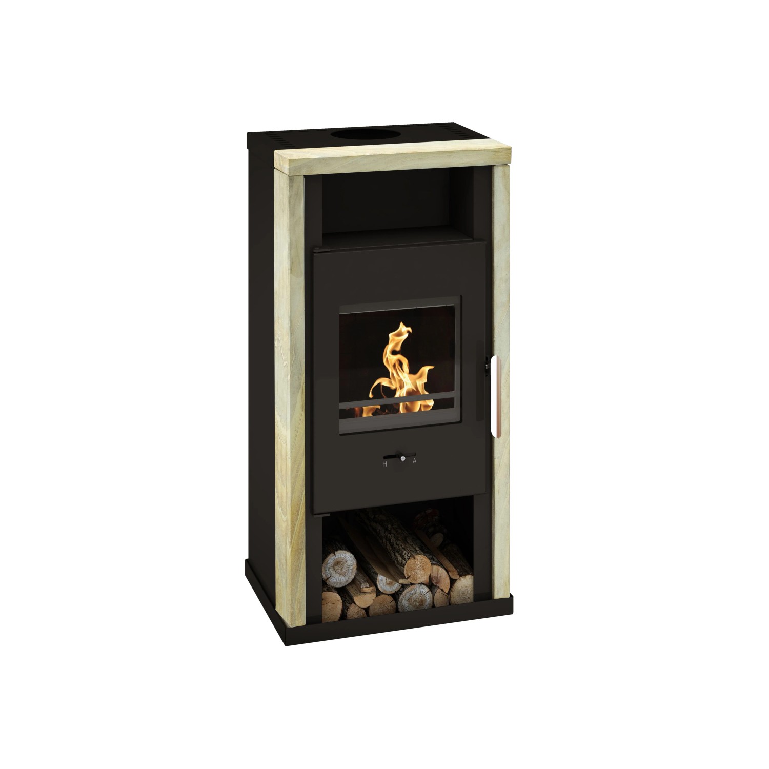 Wamsler Yuna Kaminofen Sandstein Schwarz 6 kW