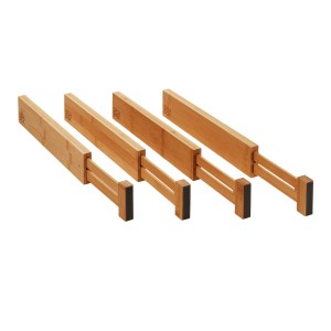 SOTECH 4-Teiliges ORGA-BOX Bambus Schubladen Trennsystem 354 bis 482 mm Höhe 63 mm mit Federmechanismus