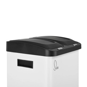 Svita 3xcombo Mülleimer, 32L, weißes Mülltrennsystem mit Fächern und schwarzem Deckel.