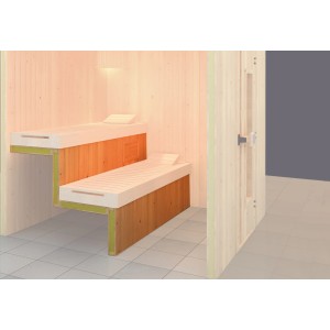Weka Energie-Sparpaket für Sauna: Volumenreduzierung mit Fichtenholzverkleidung für mehr Energieeffizienz.
