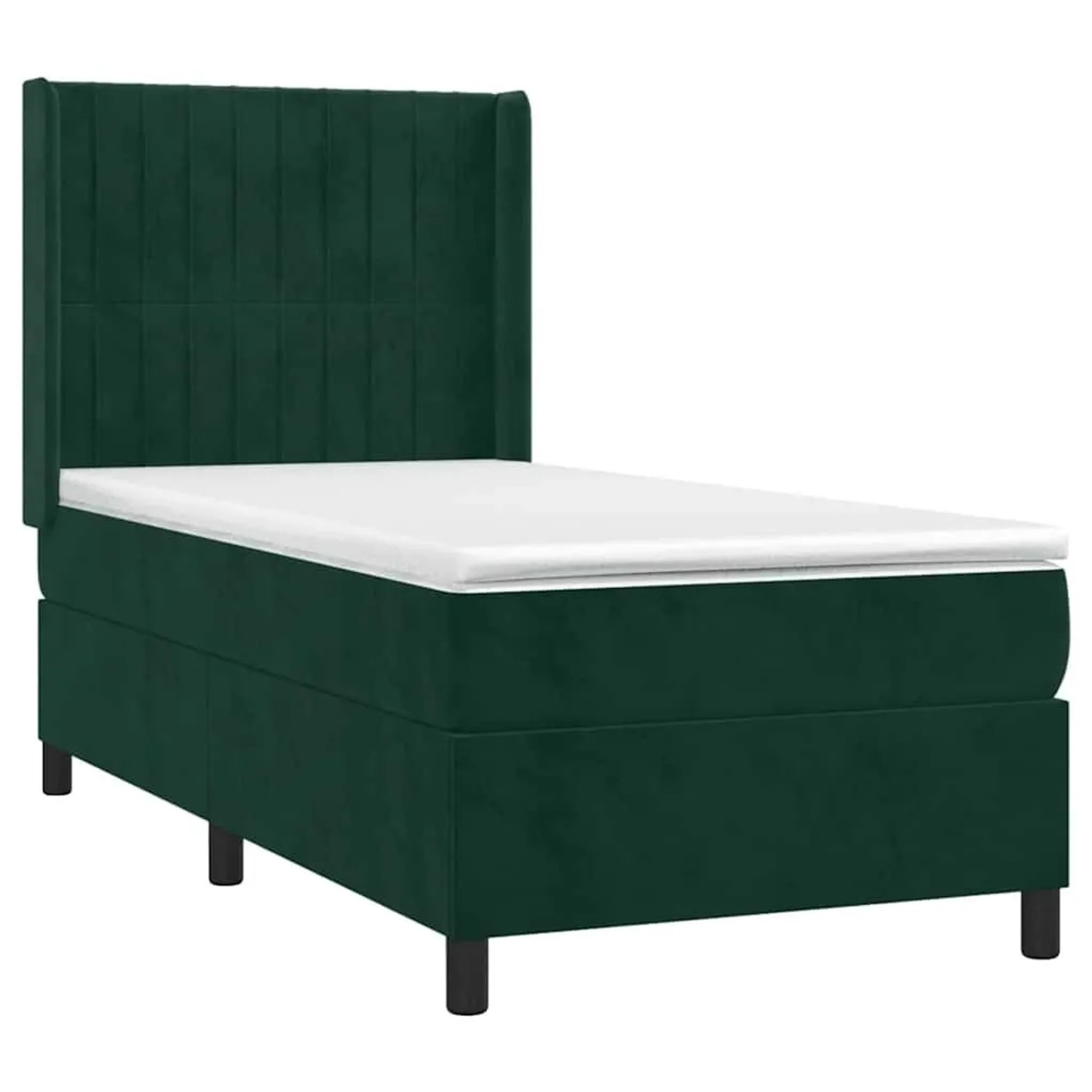 vidaXL Boxspringbett mit Matratze & LED Dunkelgrün 80x200 cm Samt 3139652