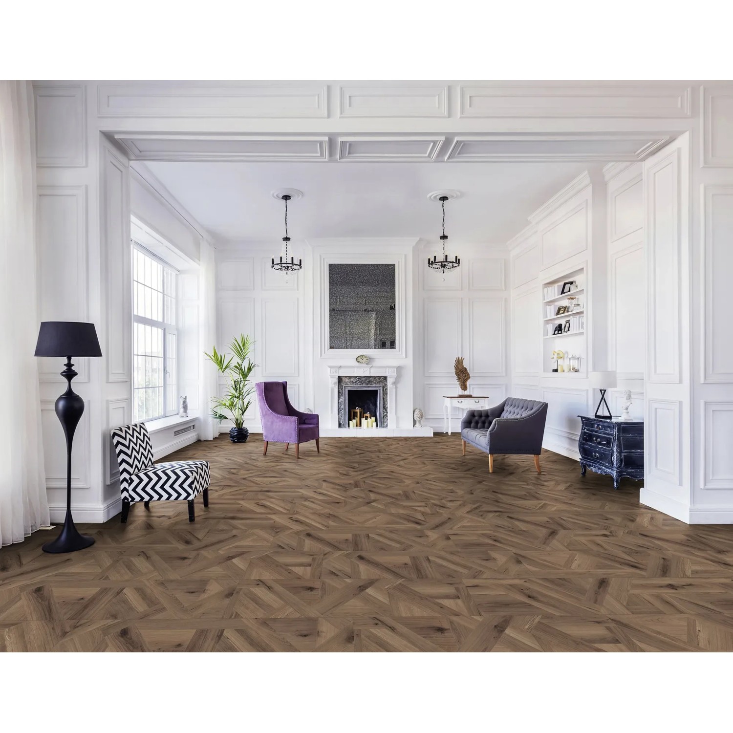 Verlegtes, wasserresistentes Laminat Masterfloor AQUAline Eiche Milano Vittorio 8 mm im Wohnraum.