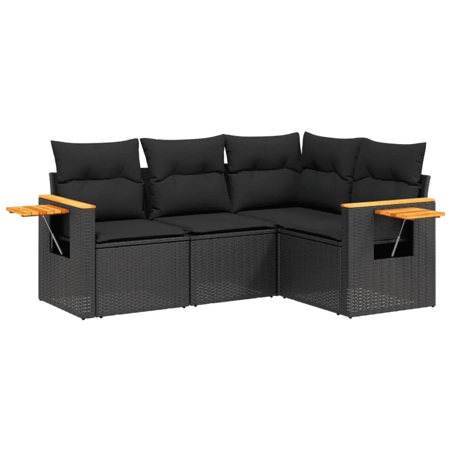 vidaXL 4-Tlg Garten-Sofagarnitur mit Kissen Schwarz Poly Rattan 3259171 günstig online kaufen