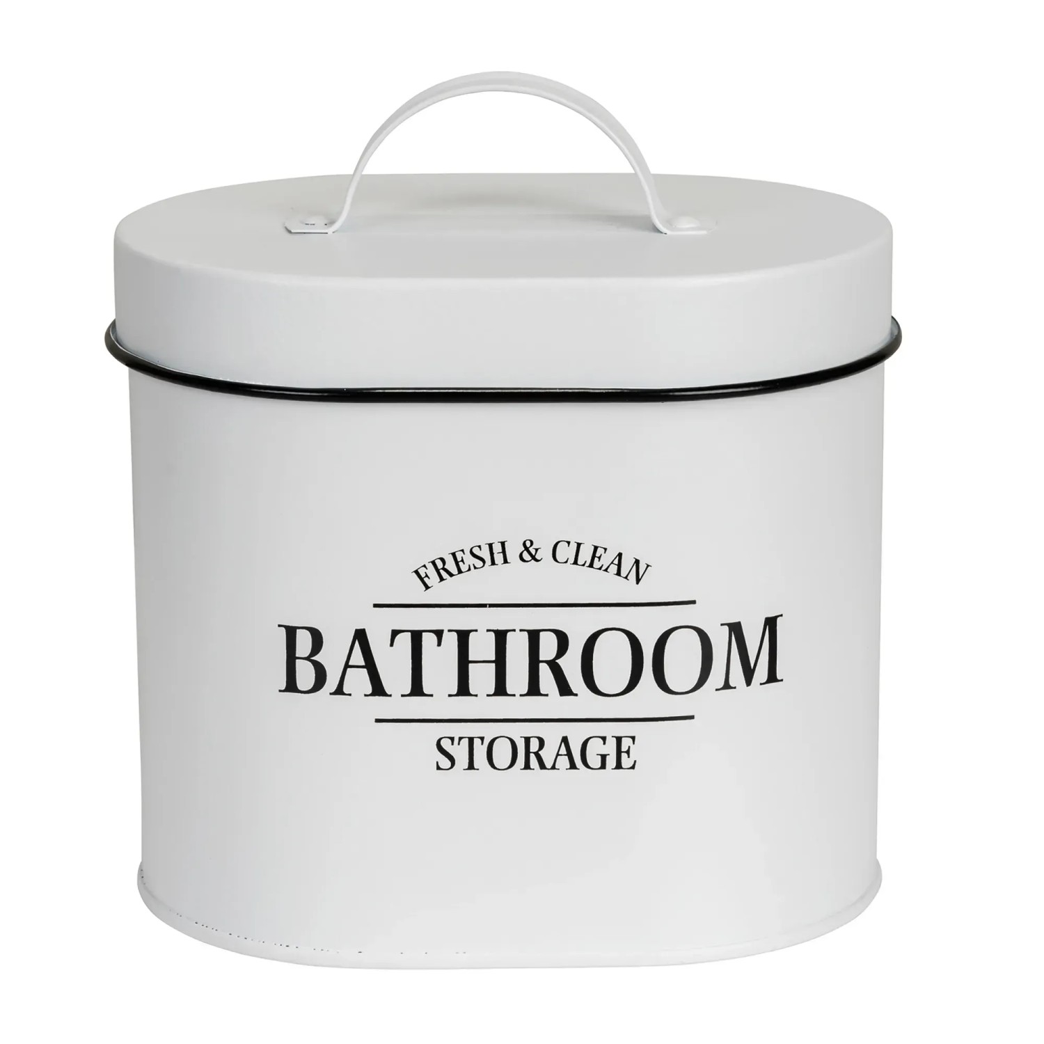 Ovale, weiße Badbox Pali mit Deckel und Bambusgriff von Wenko. Badhelfer für mehr Ordnung.