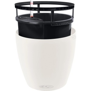 Weißes Lechuza Classico Color LS 43 Pflanzgefäß mit Bewässerungssystem, Ø 43 cm.