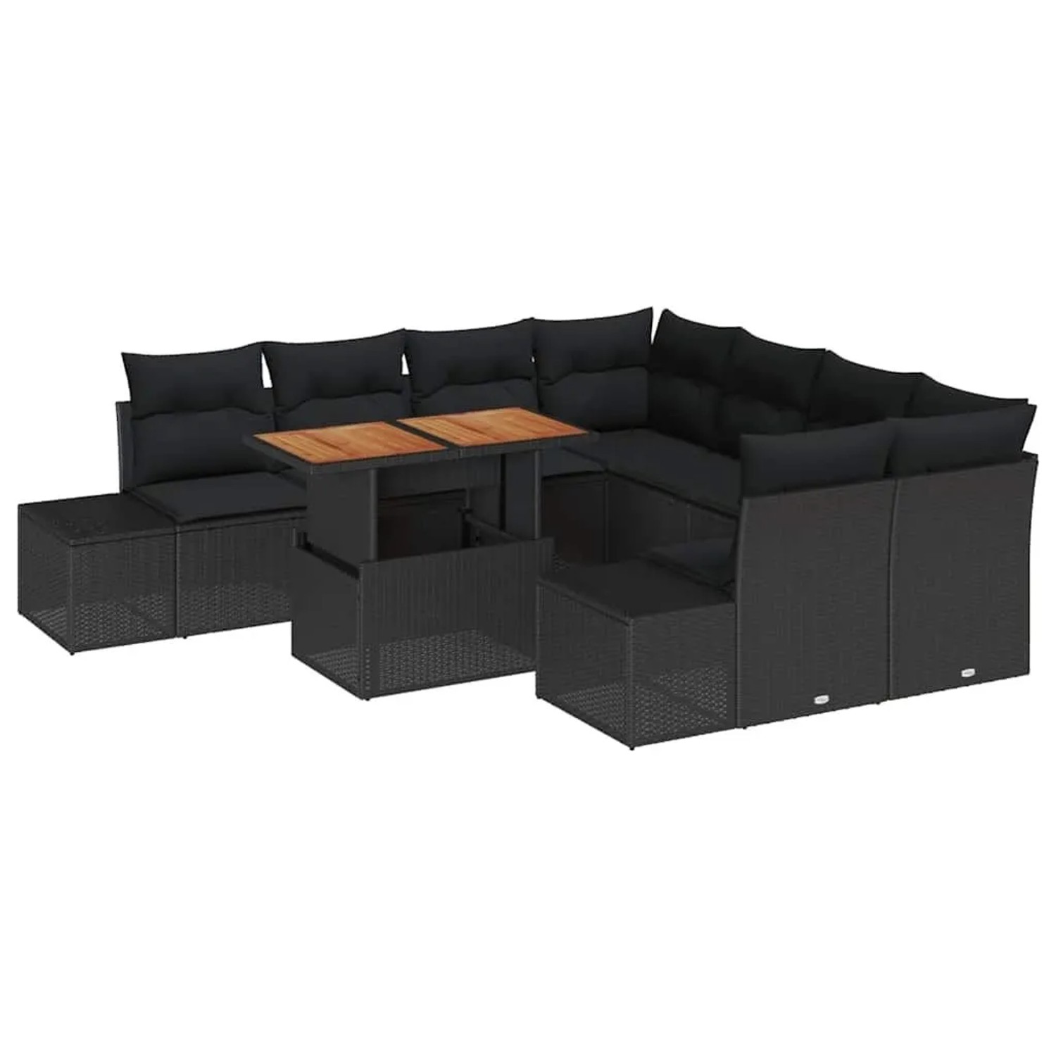 vidaXL Garten Essgruppe mit Kissen 9-Tlg Schwarz und Braun 3349946 günstig online kaufen
