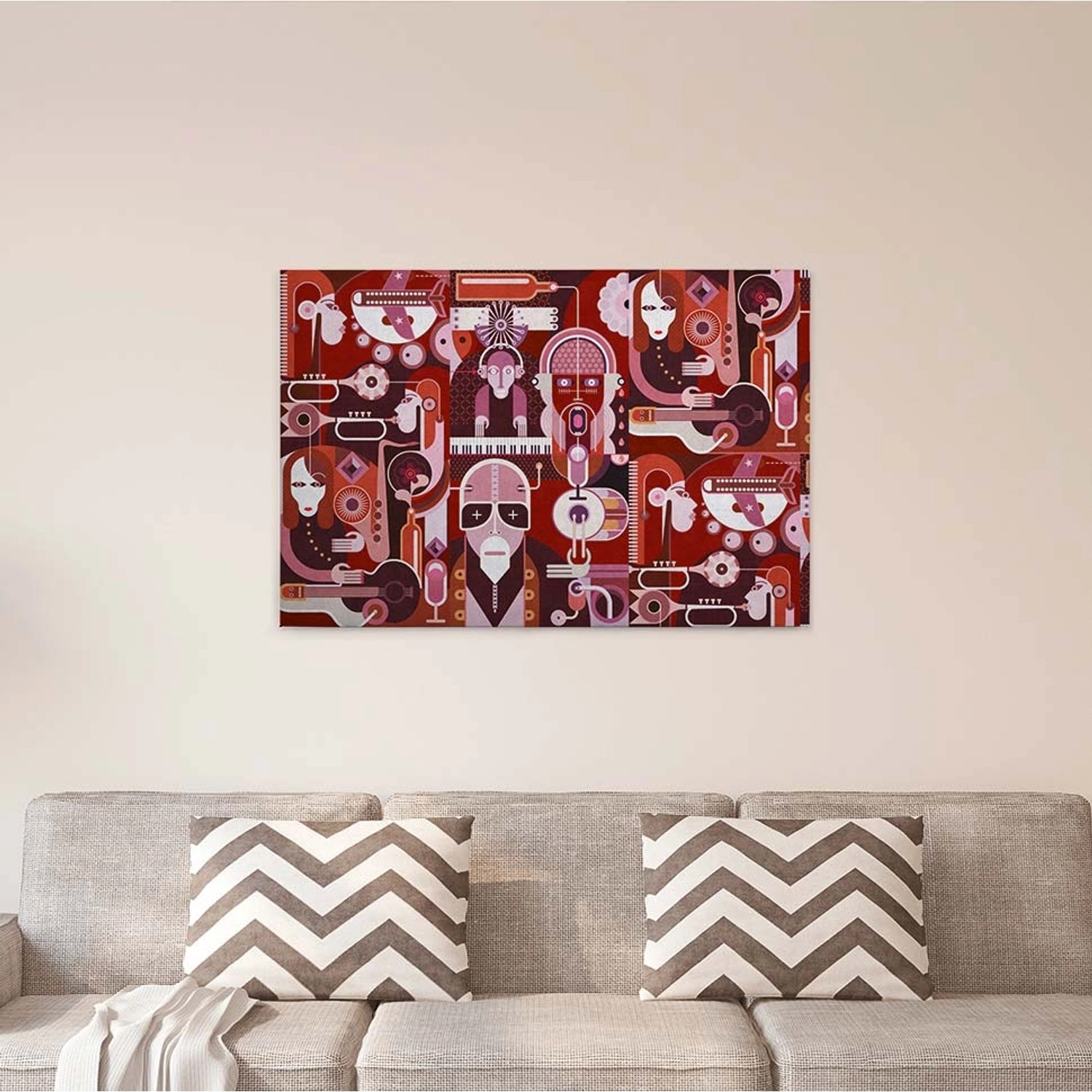 Bricoflor Retro Bild Mit Jazz Motiv Leinwand Bild In Rot Und Pink Ideal Für günstig online kaufen