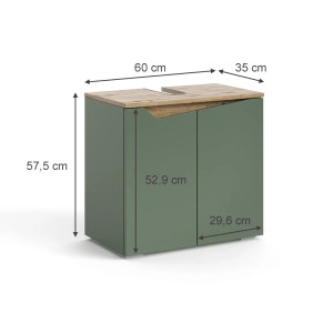 Vicco Waschbeckenunterschrank Marelle, grün/anthrazit, 60 cm breit, mit 2 Türen. Badmöbel für mehr Stauraum.