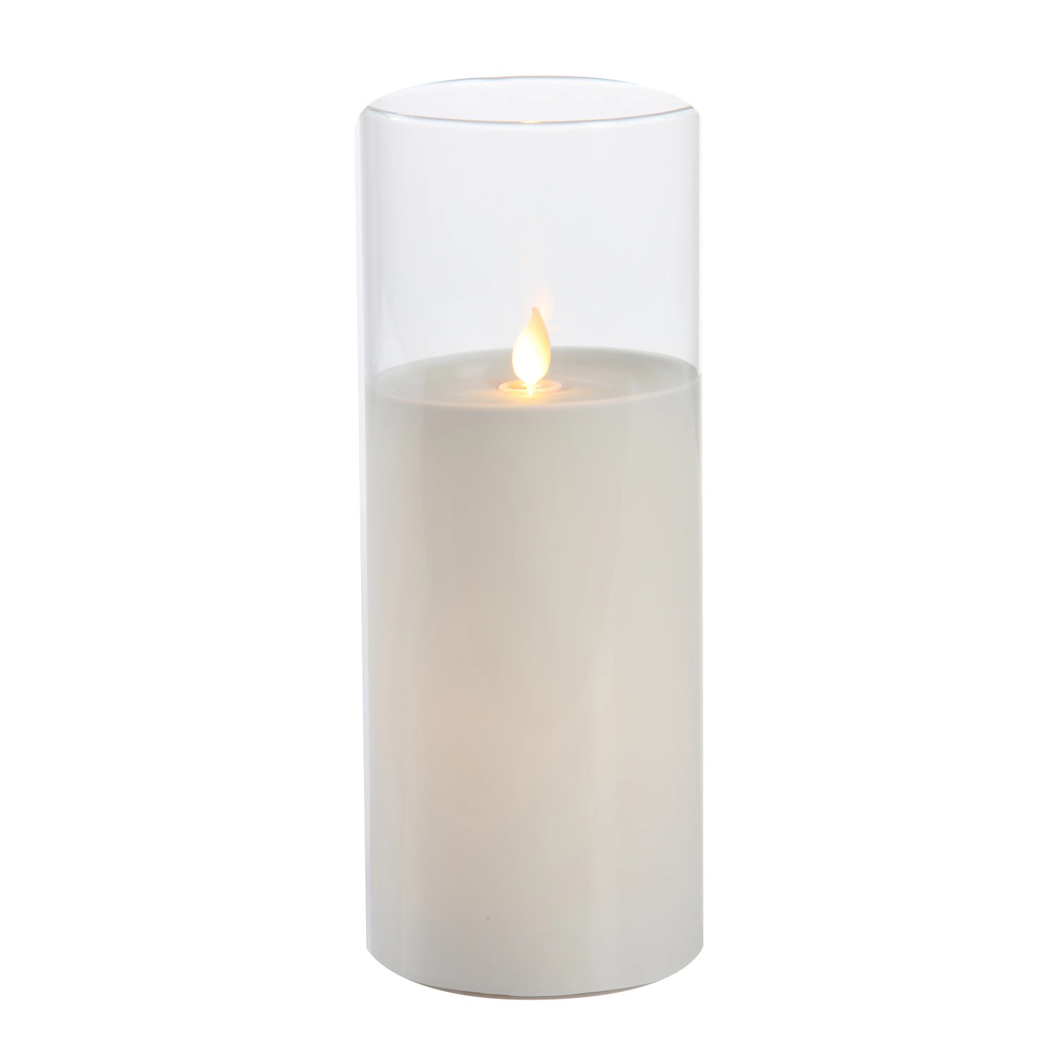FlowerPower LED-Kerze im Glas Puro Ø 10 cm x 25 cm Echtwachs Weiß