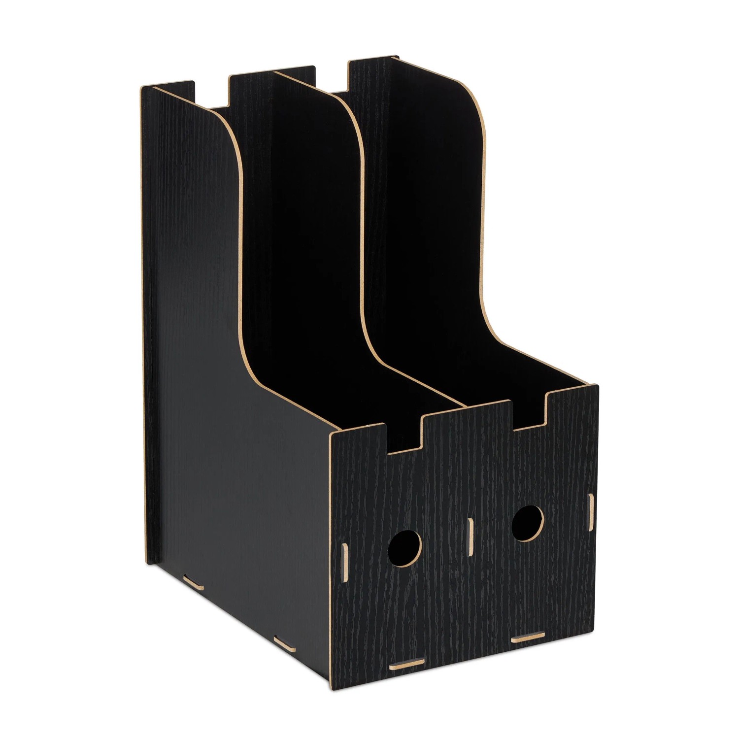Relaxdays Stehsammler MDF Schwarz 2 Fächer für DIN A4 32 x 18,5 x 24 cm 0,7 kg