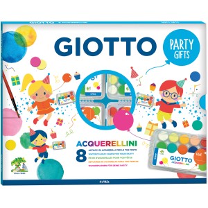 Giotto Mitgebsel-Set mit Mini-Wasserfarben, 8 Stück, ideal für Kindergeburtstage.