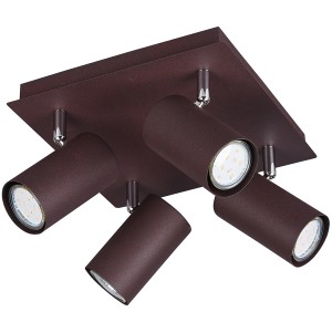 Rostfarbige Trio Strahler Marley mit 4 Leuchten, flexibel einstellbar für optimales Licht.