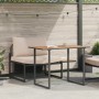 vidaXL Garten Essgruppe, 2-tlg., Taupe, Stahl. Tisch und Stühle mit Akazienholzplatte und Sitzkissen.