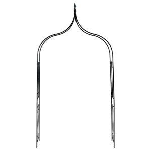 Dunkelgrüner Rosenbogen aus Eisen, 120x38x258 cm, für Kletterpflanzen im Garten.