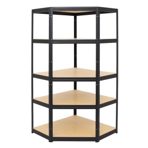 PROREGAL Eckregal, Schwerlastregal Set, 5 Böden, 250 kg Fachlast, schwarz.