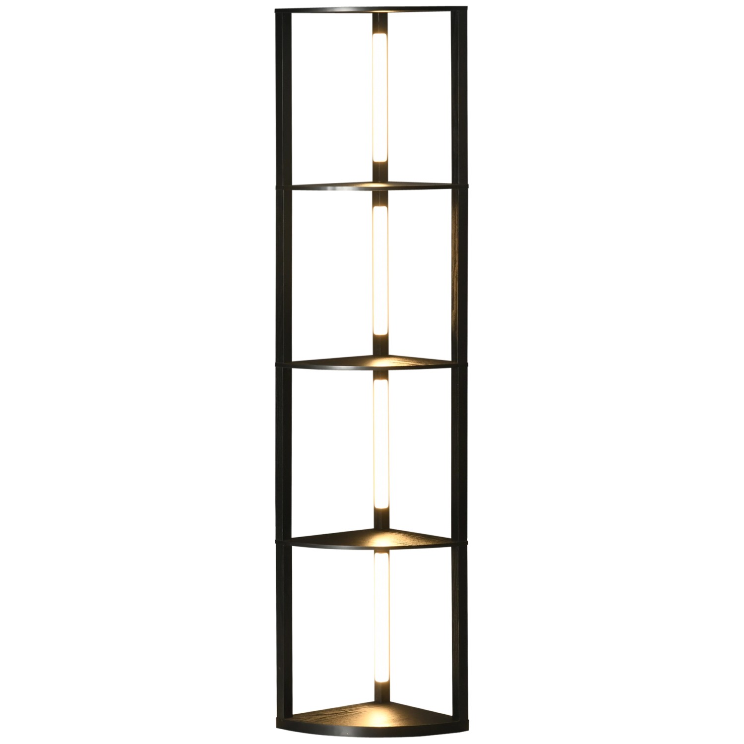 HOMCOM Stehlampe mit 4 Ablagen E27 Sockel 24 W 3 Lichtfarben Schwarz günstig online kaufen