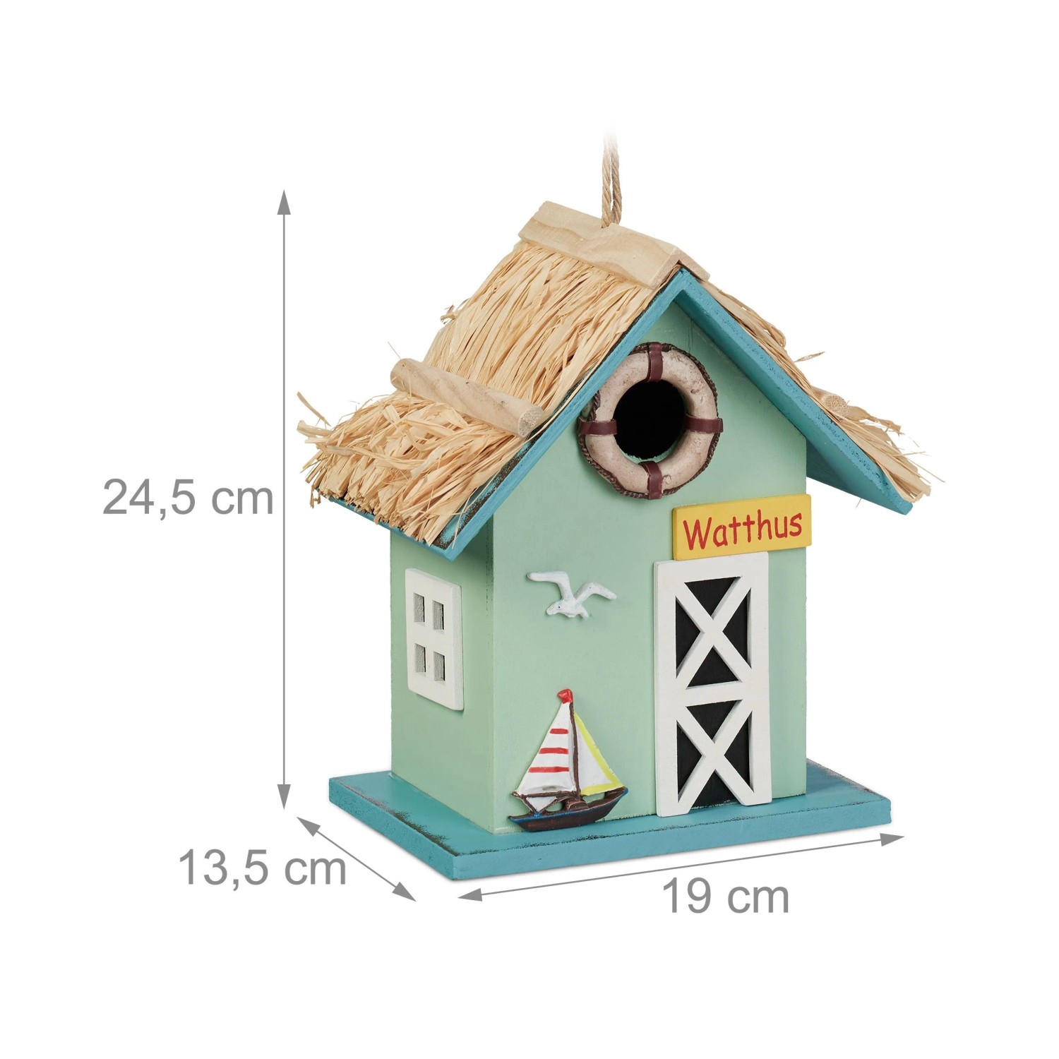 Relaxdays Vogelhaus Pappelholz Kiefernholz Bunt Wetterfest 24,5 x 19 x 13,5 cm 0,6 kg_4