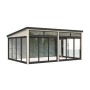 Palmako Holz-Gartenhaus mit Pultdach, unbehandelt, 582x420 cm. Modernes Design mit viel Glas.