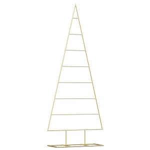 Goldener Metall Weihnachtsbaum, 150 cm hoch, minimalistisches Design für moderne Weihnachtsdeko.