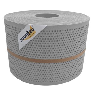 zaunzu Sichtschutz gelocht, Quadratmuster, lichtgrau, 50m Rolle für Doppelstabmatten.