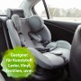 Grauer Kindersitz im Auto, gereinigt mit Bactador Auto Innenreiniger & Geruchsentferner.