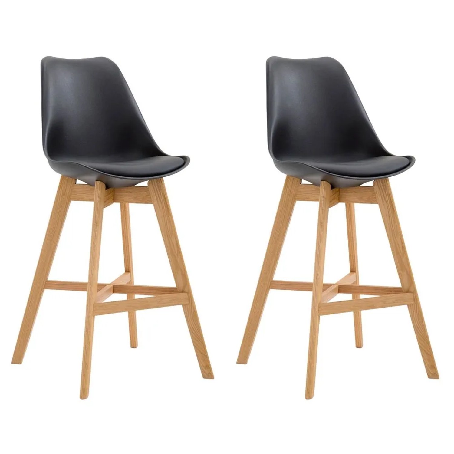 DELUKE 2er Set Barhocker DUMIR Kunststoff Schwarz 48x56x112cm Barstuhl Mit Lehne Tresenhocker Tresenstuhl