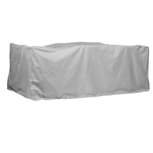 Rechteckige, graue Schutzhülle für eine Sitzgruppe (250x150x94 cm).