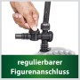 Detailaufnahme: Hand reguliert den Figurenanschluss der Heissner Teichpumpe Aqua Jet Eco.