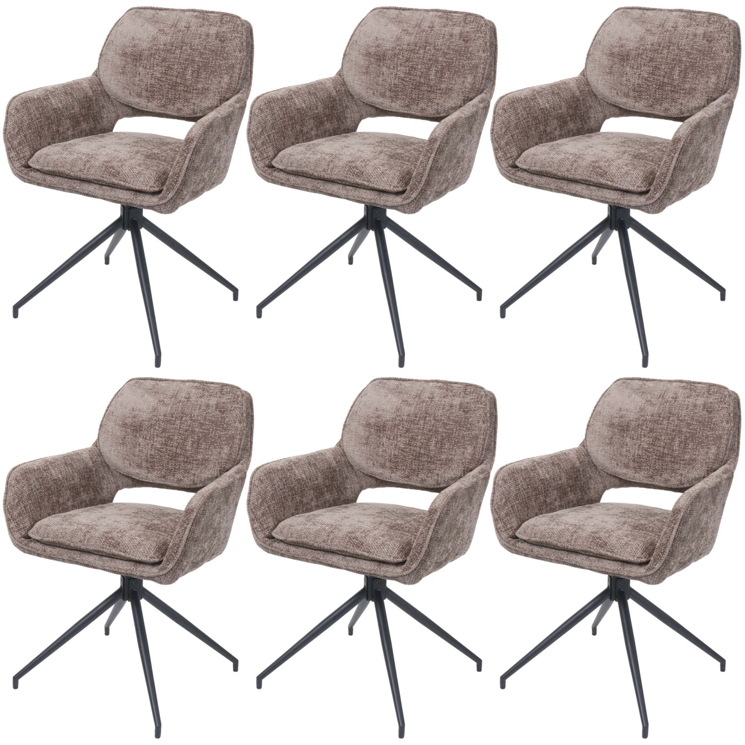 MCW Esszimmerstuhl N74 6er-Set Stoff Chenille 490g/m² Braun günstig online kaufen