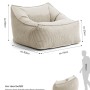 Beiger Cord Sitzsack Sessel „Der Lümmel“ XXL mit Maßangaben, ideal als Gartenstuhl oder Lesesessel.
