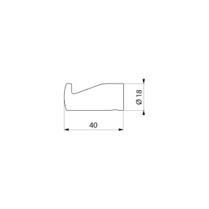 Skizze: Delabie Wandhaken, Edelstahl, weiß pulverbeschichtet, Maße Ø18x40mm.