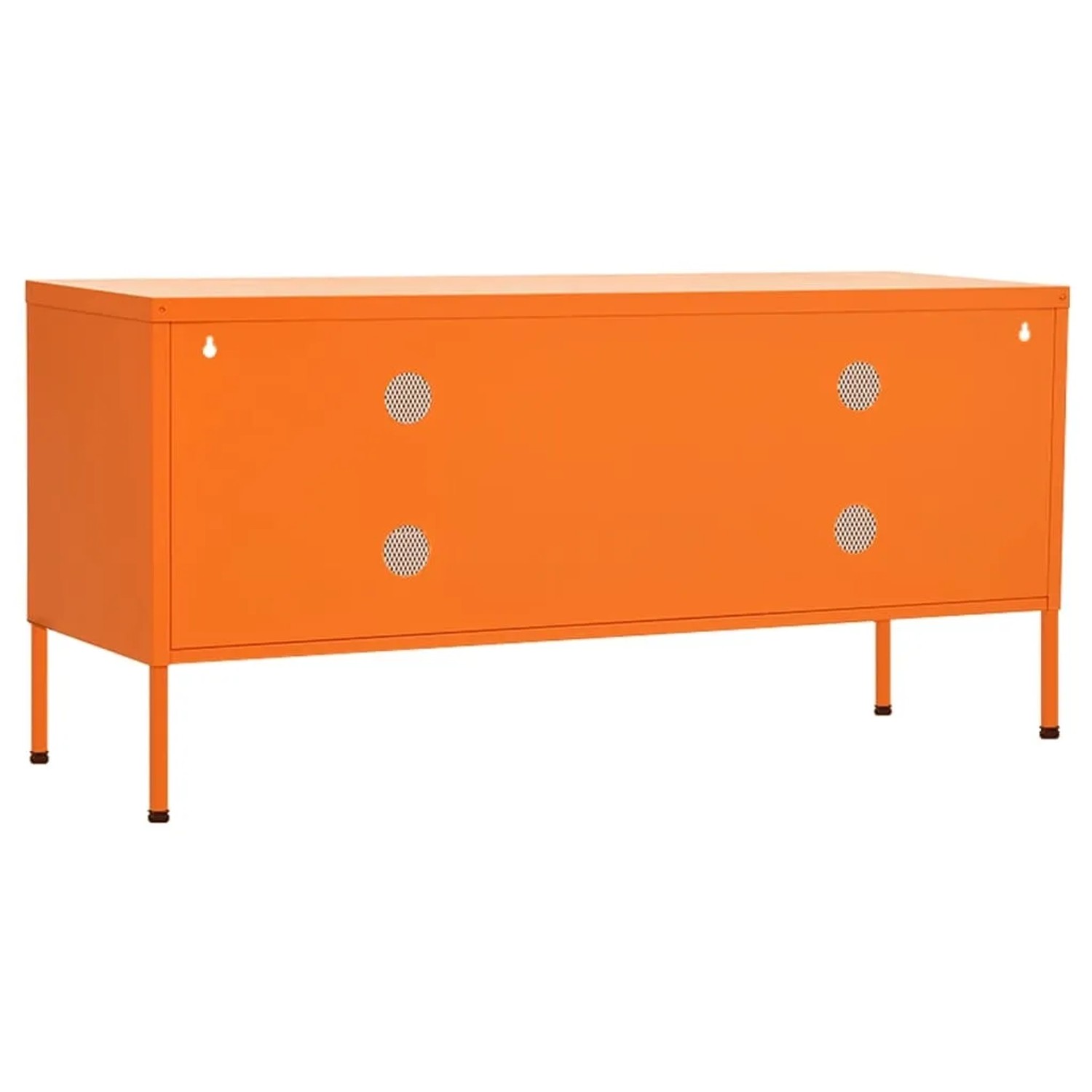 VidaXL TV-Schrank, orange, 105x35x50 cm, Stahl, mit Gittertüren und Füßen.
