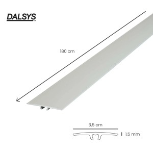 Silbernes Dalsys Übergangsprofil, flach, 180cm x 35mm, inkl. Befestigung für Bodenbeläge.