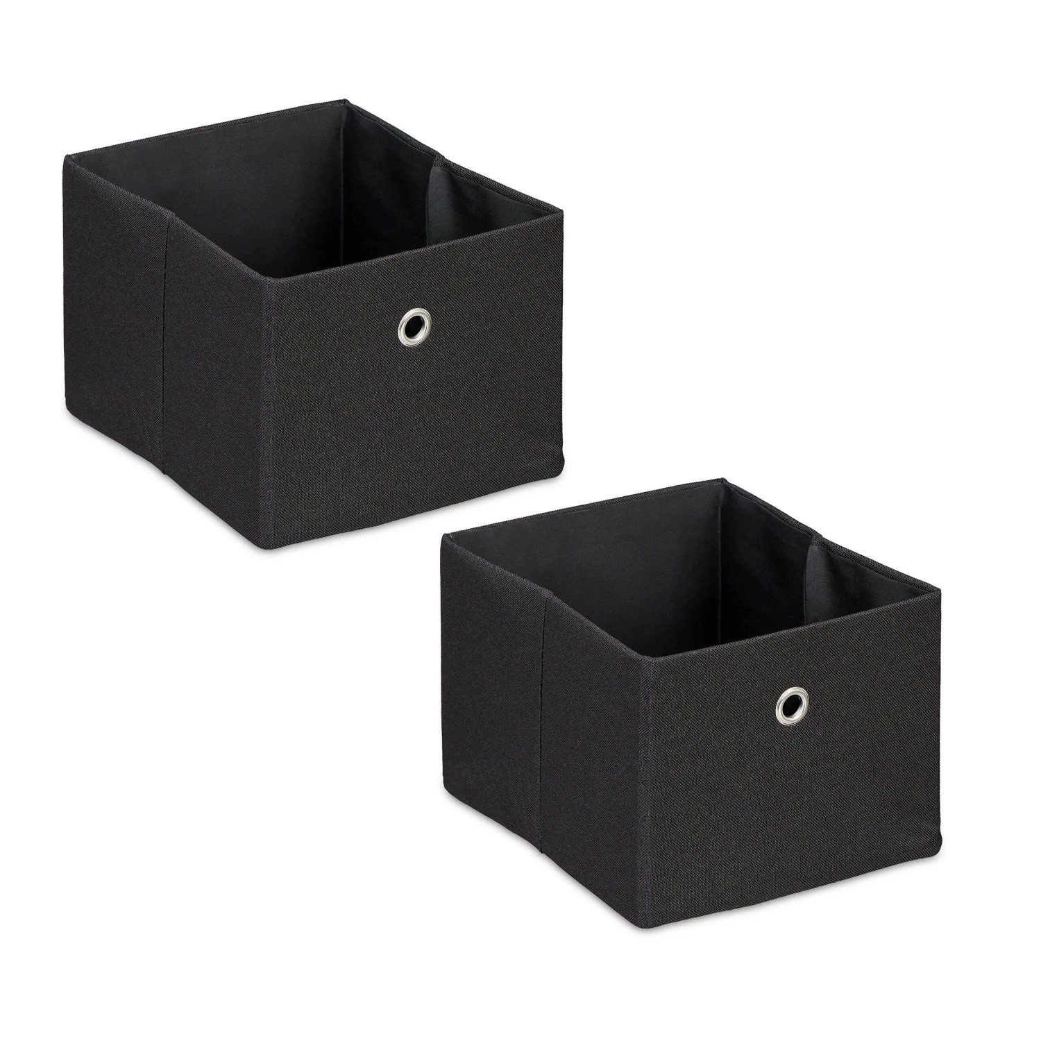 Relaxdays Aufbewahrungsbox 2er Set Stoff Schwarz Faltbar 16 cm x 20,5 cm x 25 cm 300 g