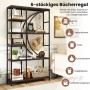Costway Bücherregal, geometrisch, braun, Holz/Metall, 100x30x177cm, 6-stöckig