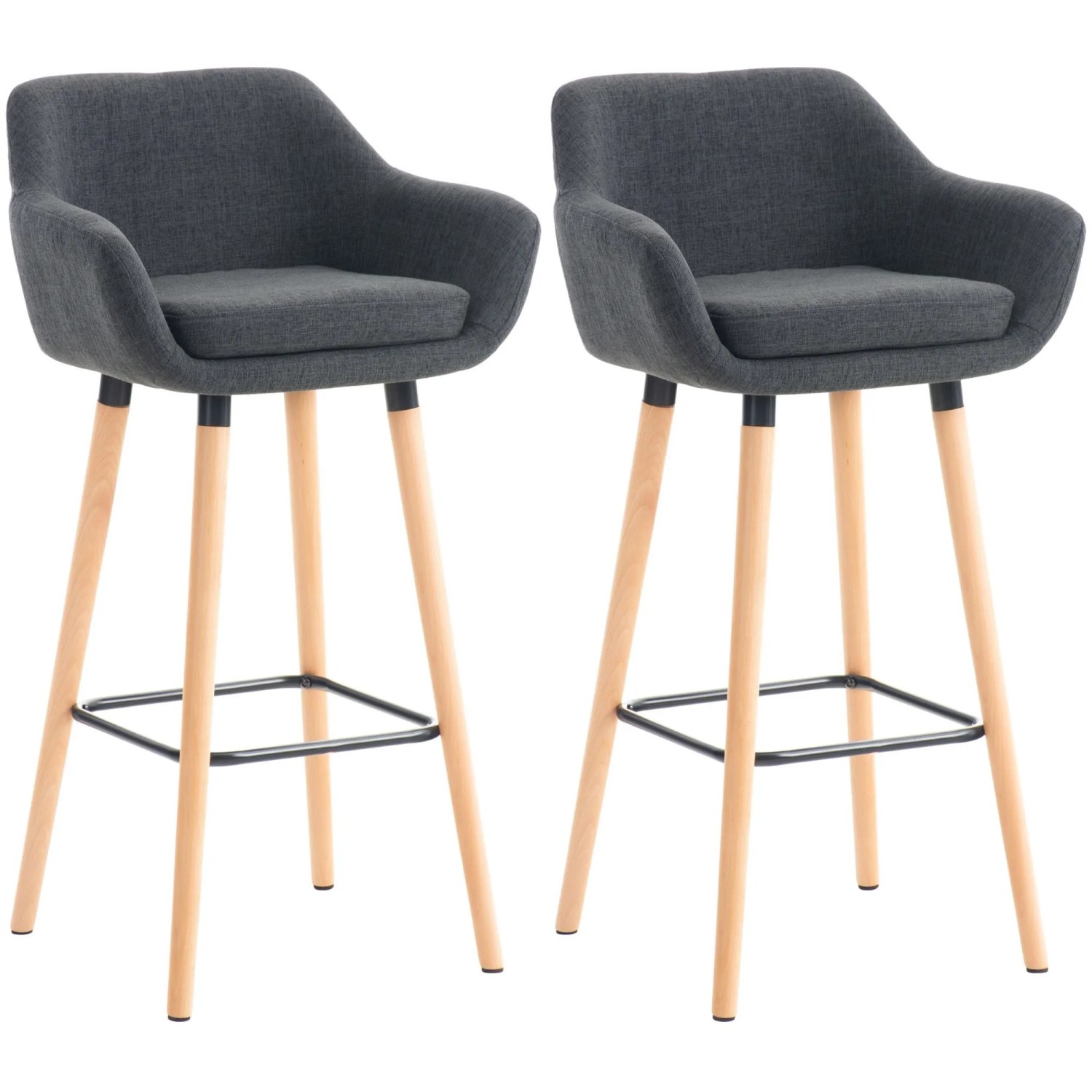 DELUKE Barhocker 2er Set Mit Lehne Dunkelgrau VILO Stoffbezug 99x55x46cm Barhocker Mit Lehne Tresenhocker Barstuhl Thekenhocker
