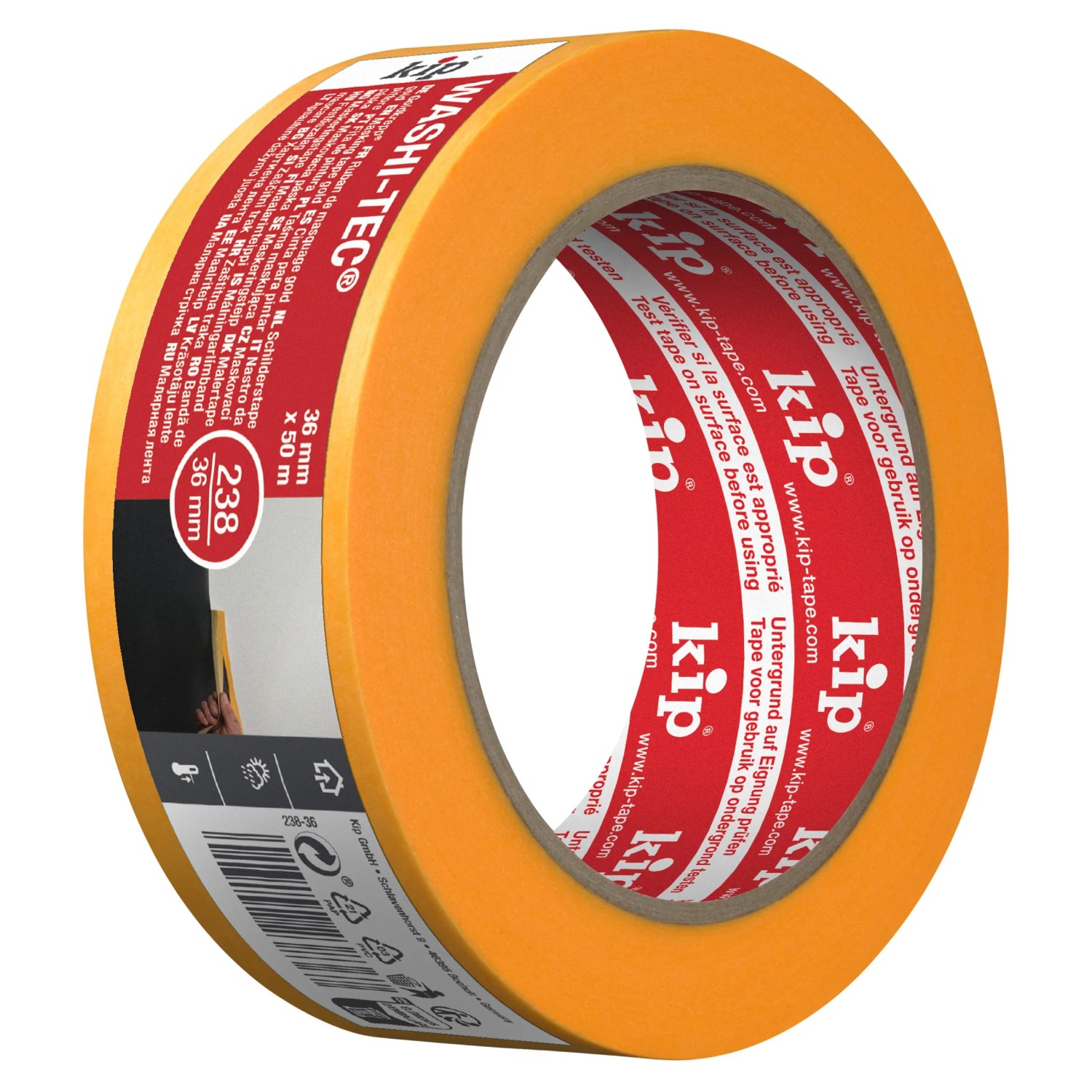 Kip Malerkreppband Washi-Tec 36 mm x 50 m Orange