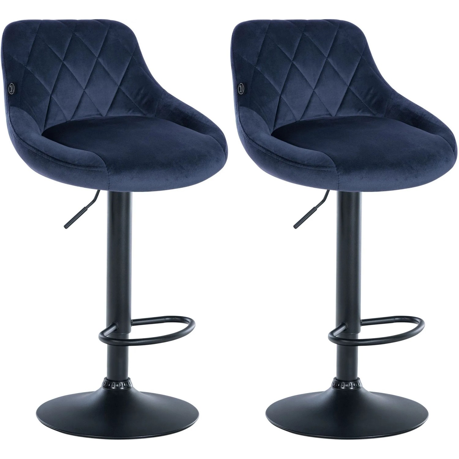 CLP 2er Set Barhocker Lazio Samt Blau/Schwarz
