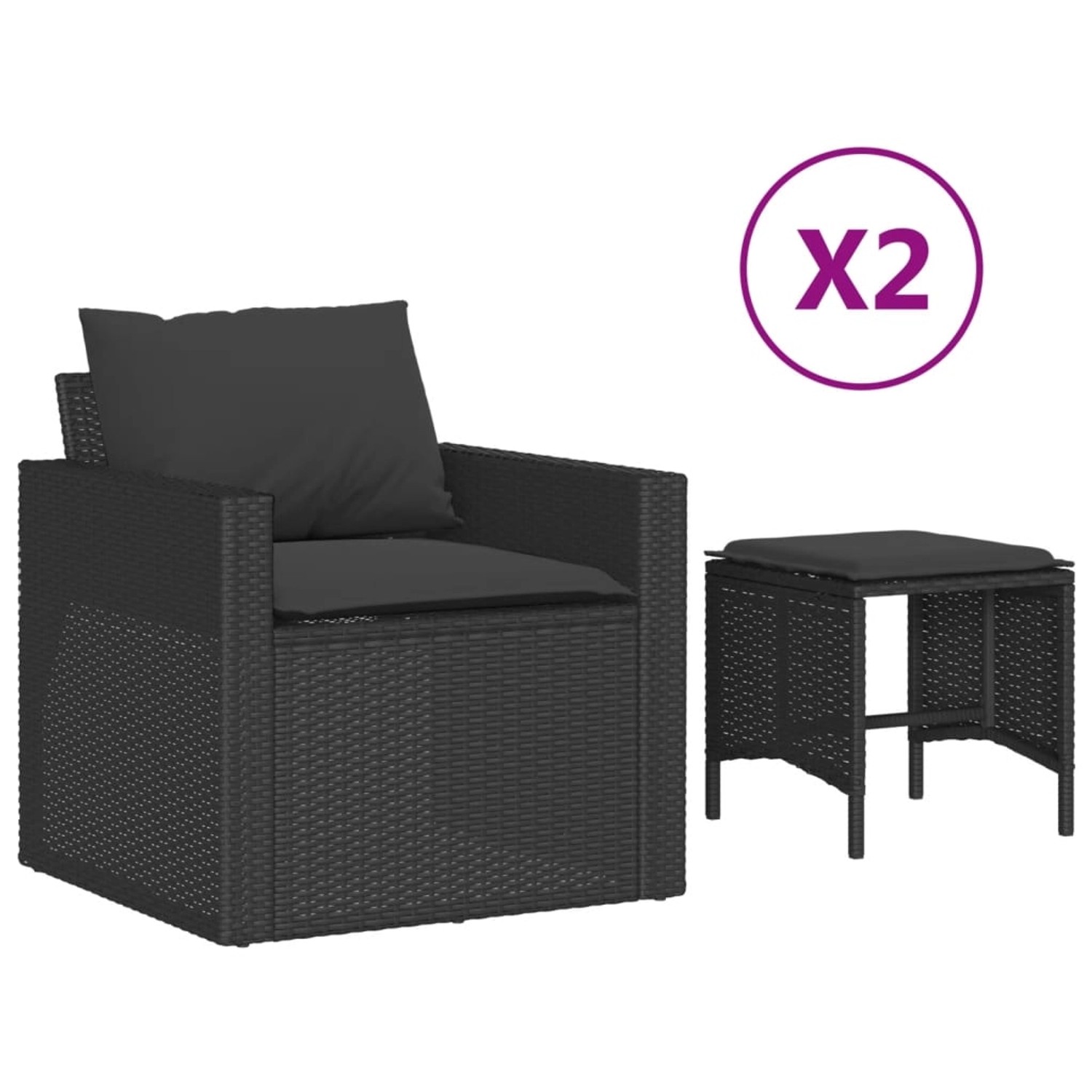 vidaXL 4-Tlg Garten-Sofagarnitur mit Kissen Schwarz Poly Rattan 366359 günstig online kaufen