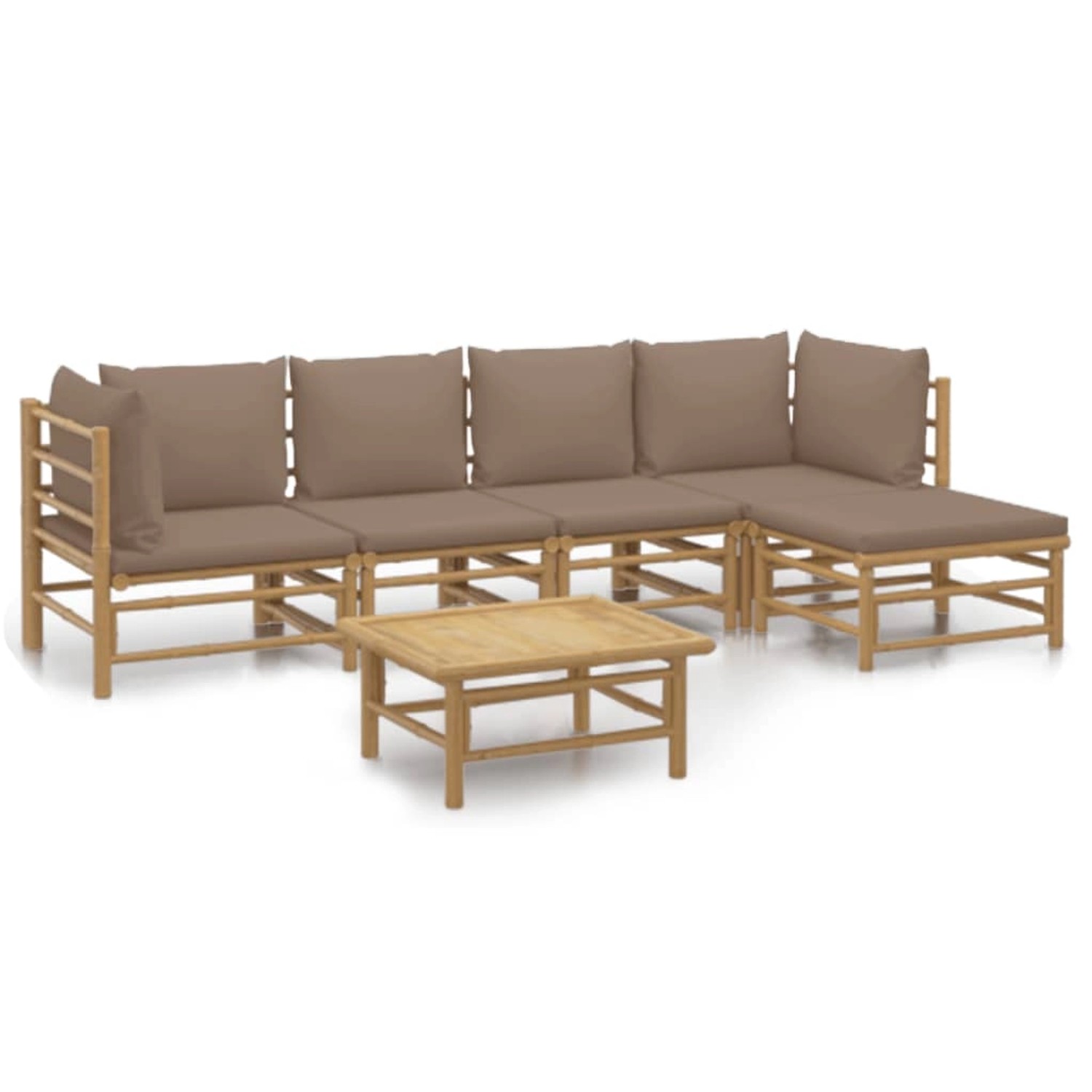 vidaXL 6-tlg Garten-Lounge-Set mit Kissen Taupe Bambus Modell 1