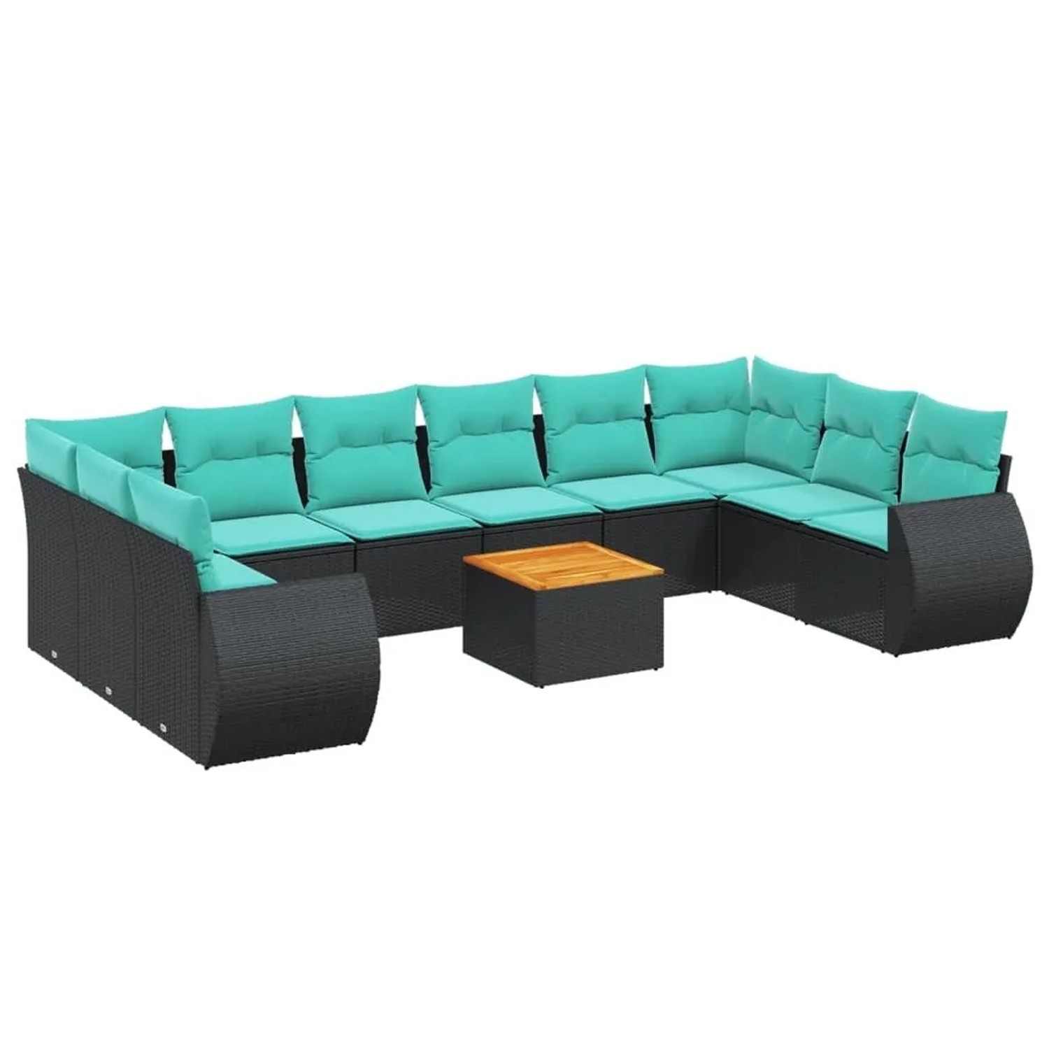 vidaXL 11-Tlg Gartensofa-Set mit Kissen Schwarz Polyrattan 3225175 günstig online kaufen
