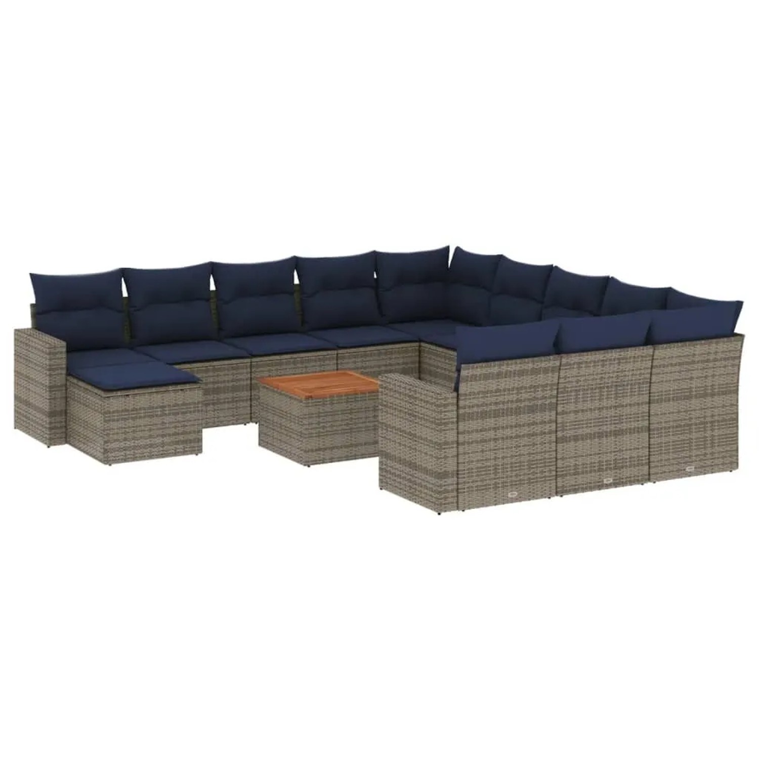 vidaXL 13-Tlg Gartensofa-Set mit Kissen Grau Polyrattan 3256761 günstig online kaufen