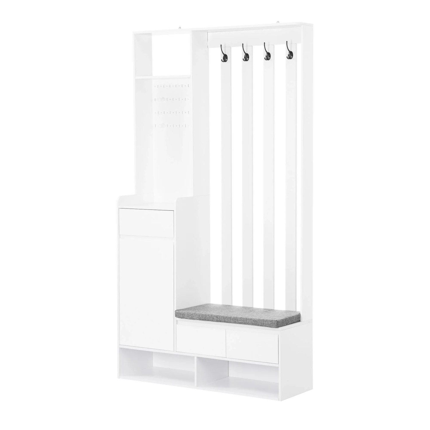 Okwish Flurgarderobe Mit Schuhbank 4 Haken Eingangsbereich 100x180x35cm Weiß